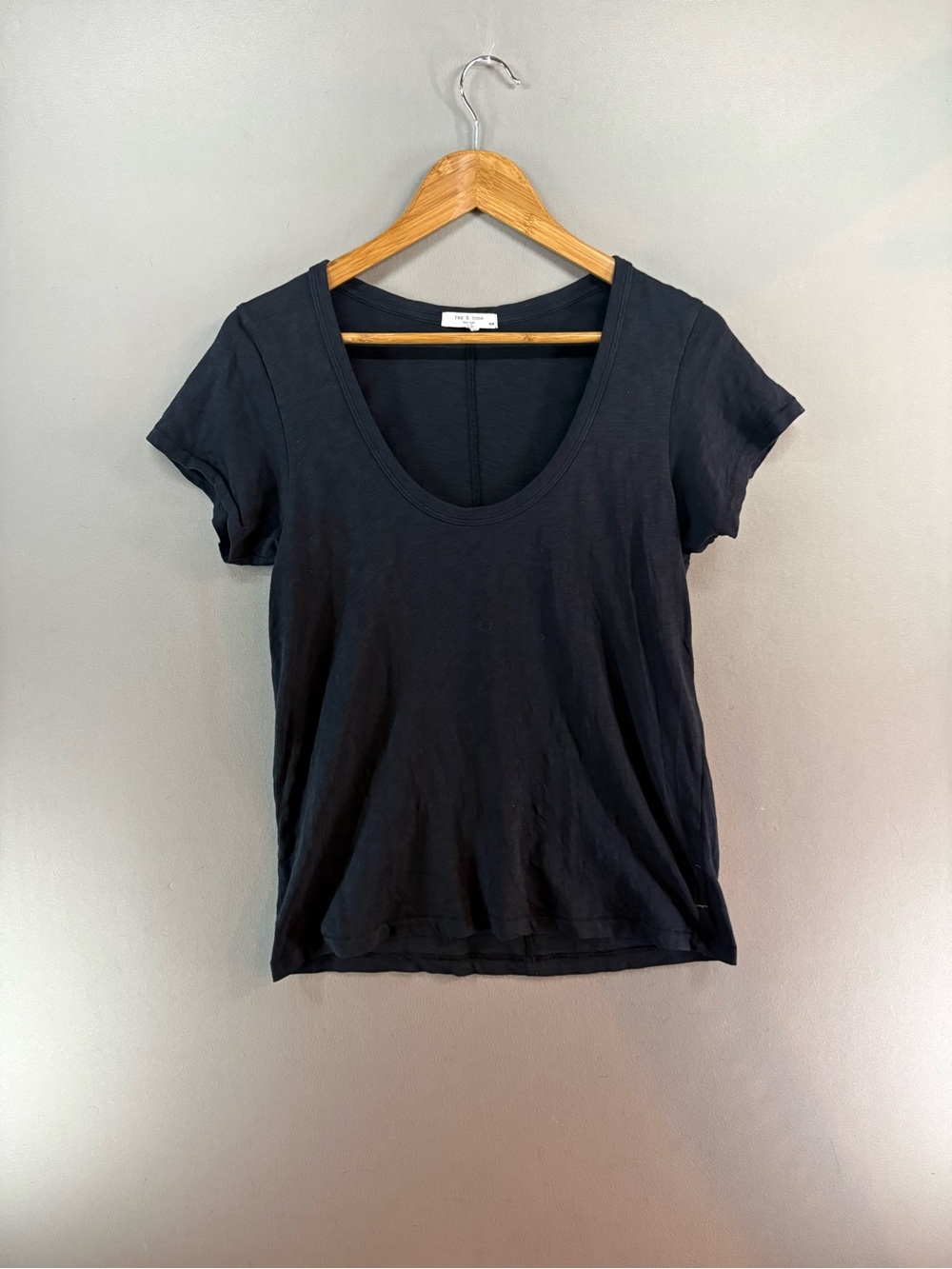 Rag And Bone The Slub U Neck Tee Medium Black Women